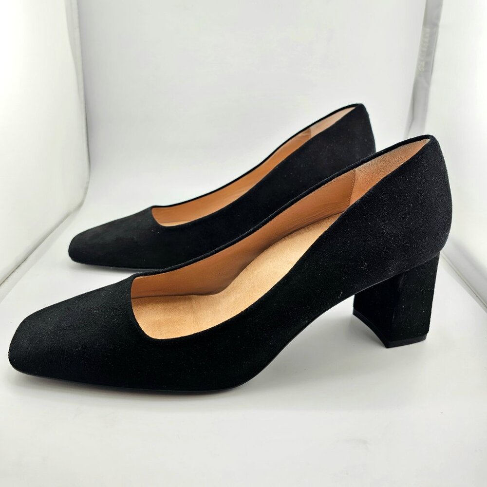 INEZ Clara Kid Suede Block Heel Pumps | Black | Size 10.5 | Re-soled - Picture 7 of 14